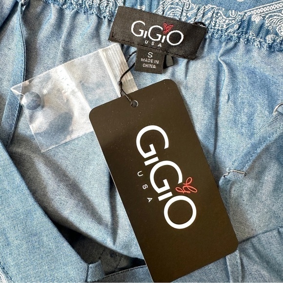 GiGiO USA Pattern Print Chambray Cotton Covered Button Tank S - Picture 8 of 8